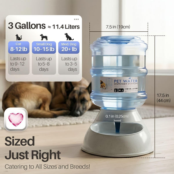 Flexzion Gravity Pet Water Dispenser Drinking Station for Dogs Cats (3 Gallon) Automatic Replenish Waterer for Small Large Breed Dog Cat,Feeding Watering Fountain Supplies Bottle Dish Bowl5