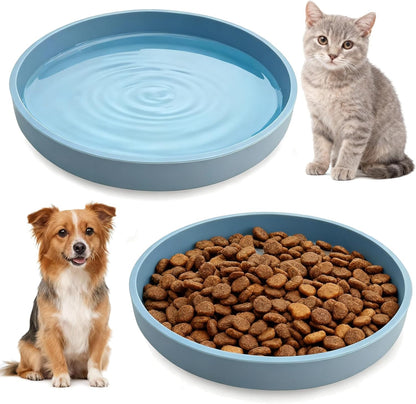 Silicone Cat Bowl Shallow Non-Slip Cat Dishes Set of 2 Relief Whisker Fatigue Small Pet Dog Bowls for Dry & Wet Food (Round Grey)12