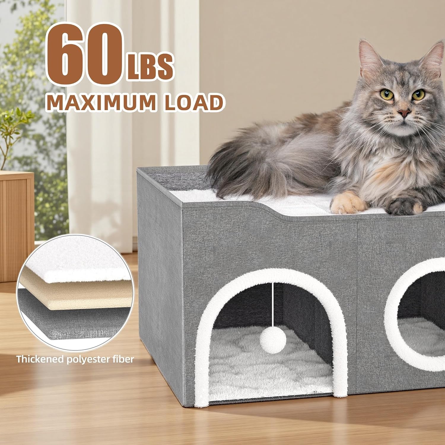 cat-house-for-indoor-with-fluffy-ball-and-scratch-pad-35-foldable-cat-bed-with-removable-divider-3-separate-cat-cave-for-multi-cats-puppy-family