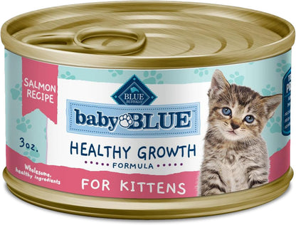 Blue Buffalo Baby Blue Natural Kitten Wet Cat Food Paté Variety Pack, Healthy Growth Formula with DHA, High-Protein & Grain-Free, Chicken and Salmon Recipes, 3-Oz Cans (6 Count, 3 of Each)12