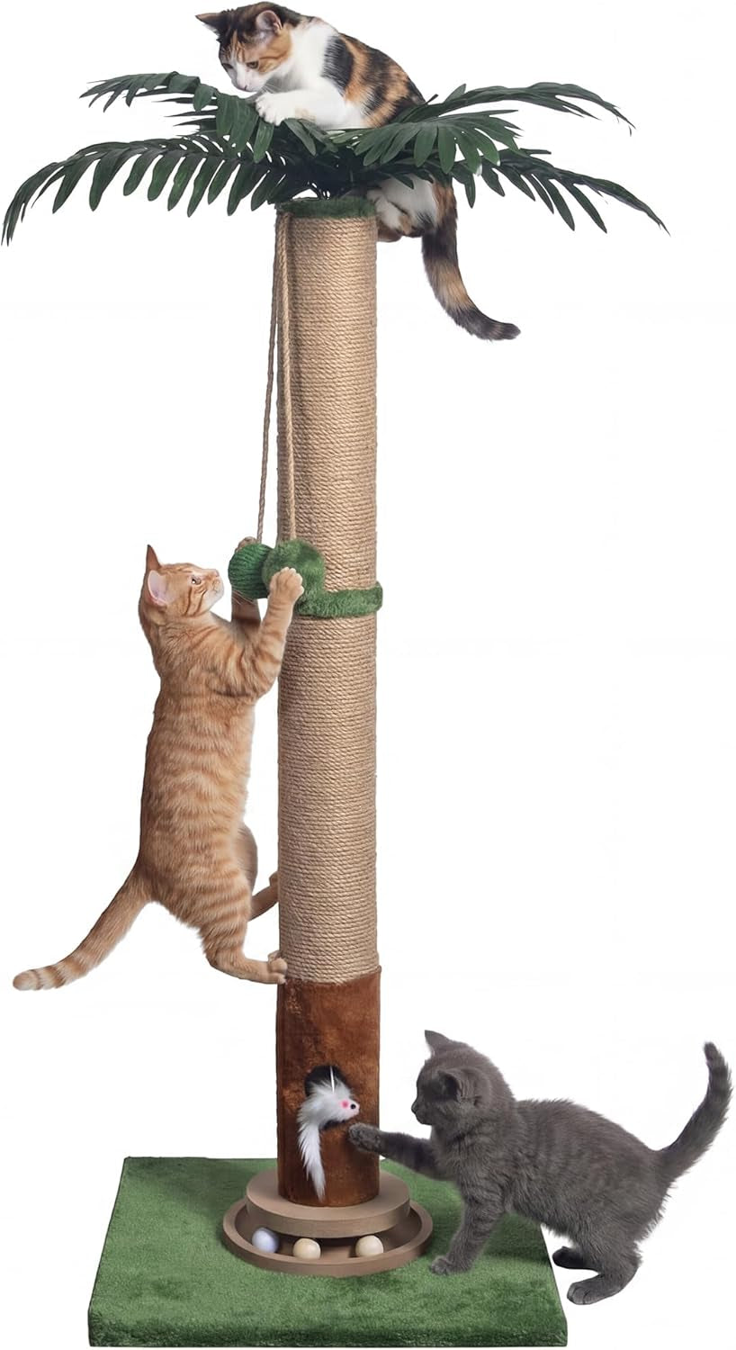 fantasreen-cat-scratching-post-28-inches-small-cat-tree-tower-with-hammock-cat-toy-wooden-interactive-condo-for-kitten-and-adults-cat
