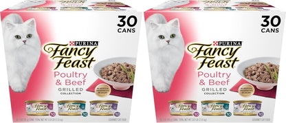 Purina Fancy Feast Grilled Wet Cat Food, Poultry & Beef, 3 Oz Cans, 30-Pack12