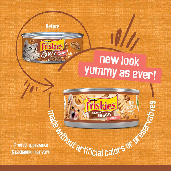 Purina Friskies Extra Gravy Wet Cat Food Chunky Chicken in Savory Gravy - (Pack of 24) 5.5 Oz. Cans2