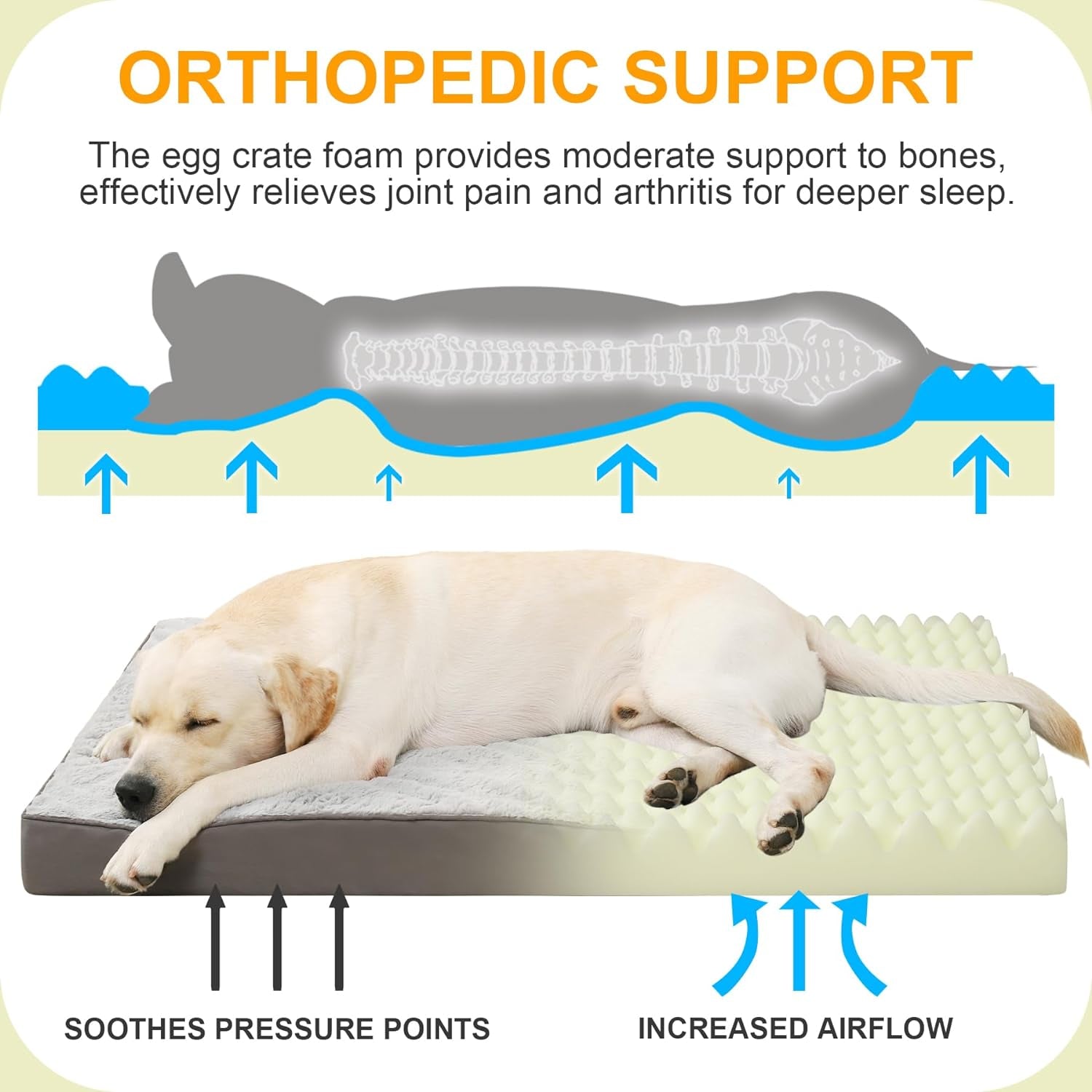 ksiia-orthopedic-dog-bed-for-large-dogs-with-waterproof-lining-grey-35x22-deluxe-soft-plush-dog-crate-bed-washable-pet-mat-with-removable-cover-egg-crate-foam-for-large-dogs-sleeping-relaxing