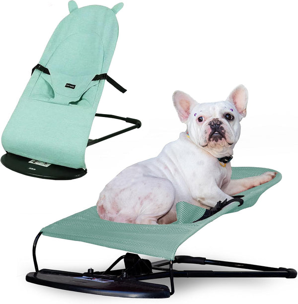 Cat & Dog Rocking Chair - Bouncer Bed for Frenchie, French Bulldog Lounge, Outdoor Portable Foldable Pet Furniture. Adjustable Height, Breathable Mesh, Safety Harness for Small Animals & Puppies10