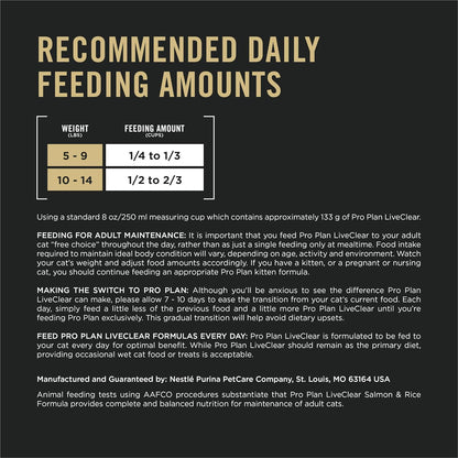 Purina Pro Plan Allergen Reducing, High Protein Cat Food, LIVECLEAR Salmon and Rice Formula - 7 Lb. Bag6