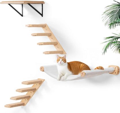Cat Wall Hammock, Dual-Sided Cat Wall Bed with Canvas & Plush Fabric for All Seasons, Wall Mounted Shelf for Large Cats, Modern Perches for Lounging & Napping11