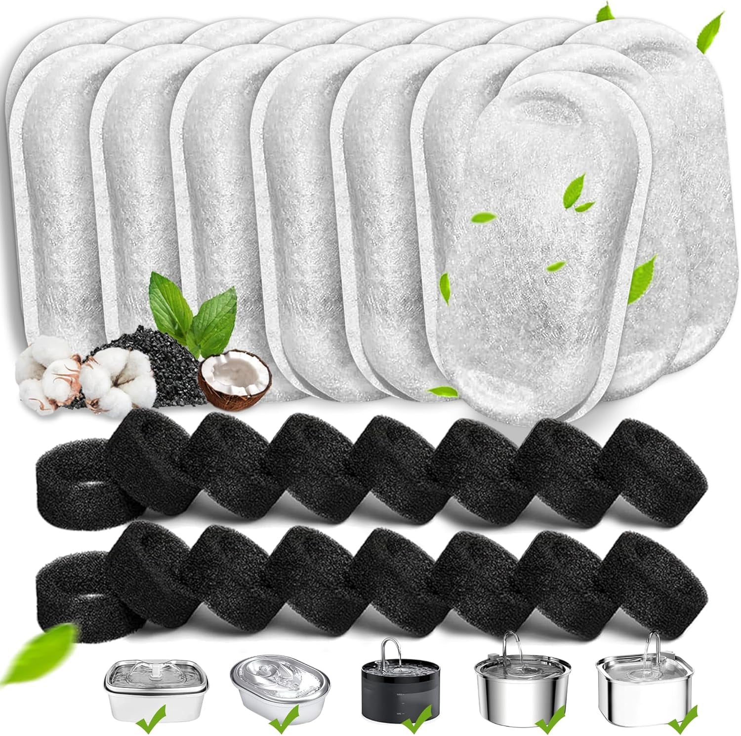 cat-water-fountain-filters-20pack-cat-fountain-replacement-filters-for-stainless-steel-108oz-3-2l-67oz-2l-adjustable-water-flow-pet-water-fountain-dog-water-fountain-filters-10-filters-10-sponges