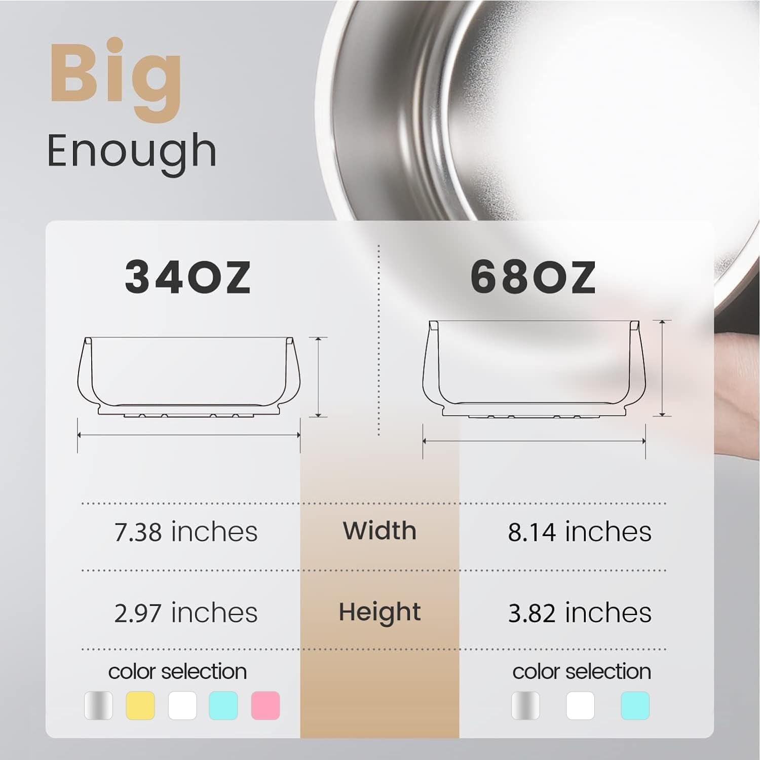 pawaii-dog-bowl-34-oz-stainless-steel-food-and-water-bowl-id-tag-1-pack-double-wall-design-non-slip-rubber-base-dishwasher-safe-smooth-open-design-not-a-slow-feeder-easy-rinse-interior