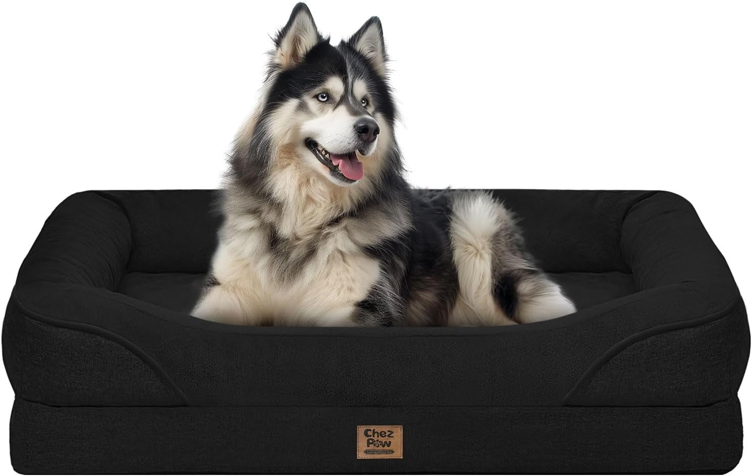 chez-paw-waterproof-orthopedic-xl-dog-bed-for-large-and-extra-large-dogs-egg-crate-foam-4-sided-bolster-support-waterproof-liner-non-slip-bottom-machine-washable-cover-42-x-30-inch