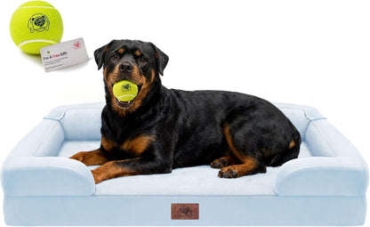 Waterproof Orthopedic Dog Bed for Extra Large Sized Dogs | Memory Foam Pet Bed Sofa with Bolster, Dog Couch with Washable Cover & Non-Slip Bottom, 42X30 Inch, Grey35