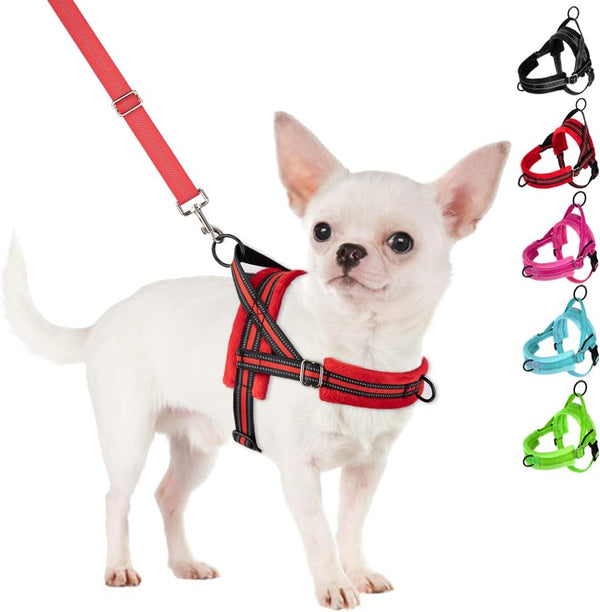 Slowton No Pull Small Dog Harness and Leash Set, Puppy Soft Vest Harness Neck & Chest Adjustable, Reflective Lightweight Harness & Anti-Twist Pet Lead Combo for Small Medium Dogs (Fuchsia, XXS)18