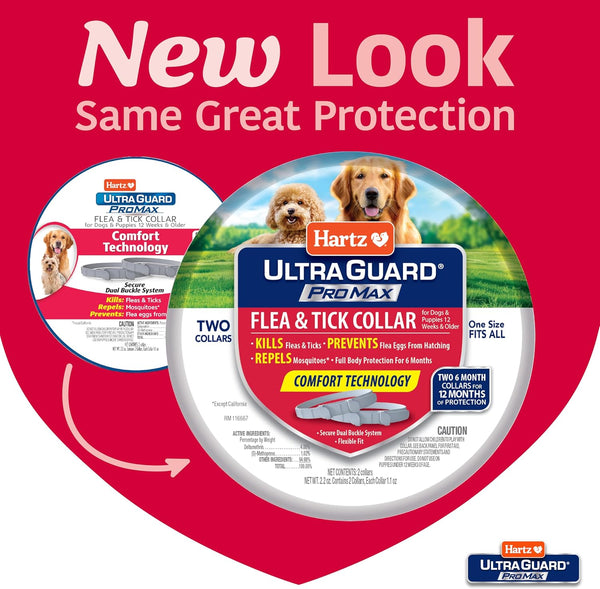 Hartz Ultraguard Promax Flea & Tick Collar for Dogs I 12 Months Protection I Soft & Comfortable Flea & Tick Prevention I 2 Pack,Gray2