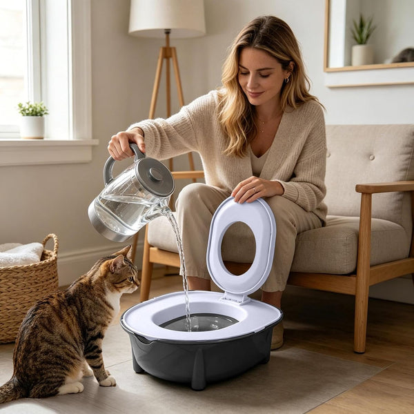 Cat Toilet Training Kit, Portable Litter Box with Flushable Design, Odor Control and Anti-Splash, Large Thickened Pp Material for Kittens and Cats (Grey)6