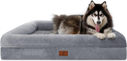 XL Orthopedic Waterprood Dog Bed for Extra Large Size Dogs | 360 Degree Bolster Support, Egg Crate Foam, Waterproof Liner, Non-Slip Bottom, Machine Washable Cover, 45 X 35 Inch1