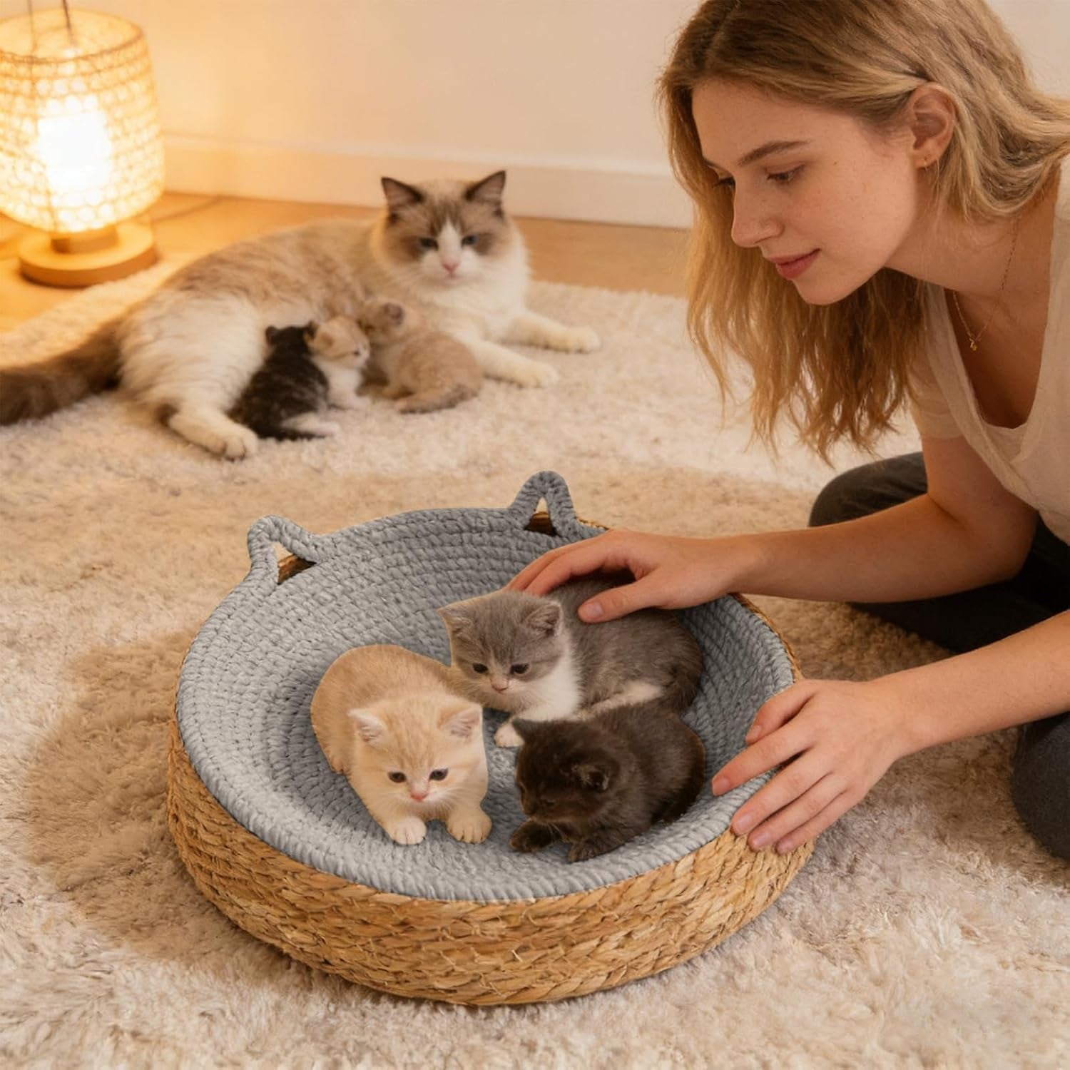 circle-cat-scratcher-breathable-woven-resting-nest-kitten-ear-design-cotton-rope-round-cat-bed-for-play-exercise-enrichment-activity-nail-trimming-paws-care-furniture-safety