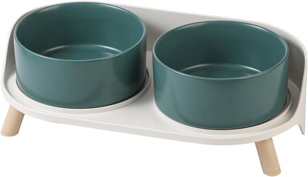 Elevated Ceramic Dog Bowl Set - Double Dog Feeding Bowls with Stand Splash Proof - Raised Dishes for Food and Water - Ideal for Small to Medium Dogs - 2 X 720 Ml - 11.3 Oz - White8