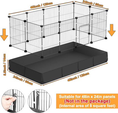 Tresbro Guinea Pig Cage Liner with One-Hand Release Hook & Thickened Corner, 48''L X 24''W Waterproof & Washable Mat (Without Cage) for C&C Grids Guinea Pig Hedgehog Bunny Habitat, Rabbit Cage Liner2