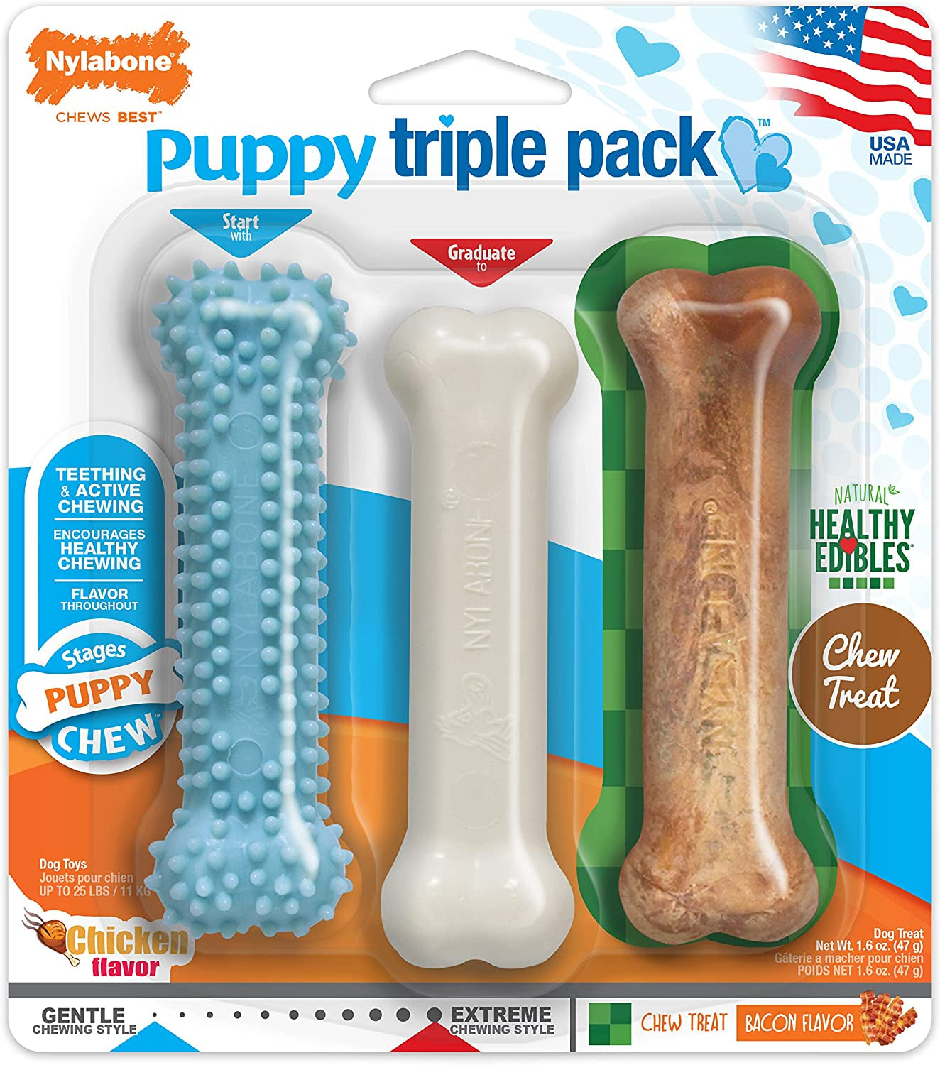 nylabone-puppy-starter-kit-dog-chew-toys-chew-treat-blue-3-count-small-breeds-chicken-bacon-flavor-2-chew-toys-1-natural-treat-teething-toys-for-puppies-puppy-enrichment-up-to-25-lbs