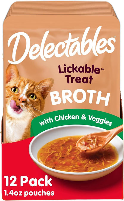 Delectables Savory Broths Lickable Wet Cat Treat Variety Pack, 12Count(Pack of 1)16