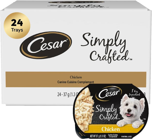 Cesar Simply Crafted Wet Dog Food Toppers, Chicken, 1.3 Oz, 10 Count | Real Chicken #1 Ingredient, No By-Products or Artificial Flavors, Slow-Cooked, Easy to Digest, Single-Serve Tubs14