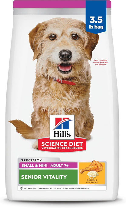 Hill'S Science Diet Adult 7+ Senior Vitality Small & Mini Dry Dog Food | #1 Veterinarian Recommended, Chicken & Rice, 3.5 Lb. Bag1