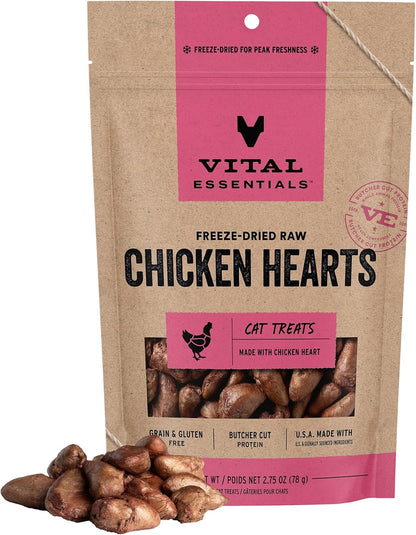 Vital Essentials Freeze Dried Raw Chicken Hearts Cat Treats, 0.8 Oz Bag | Single Ingredient, Premium Quality Protein, Grain-Free, USA Made with U.S. & Globally Sourced Ingredients9