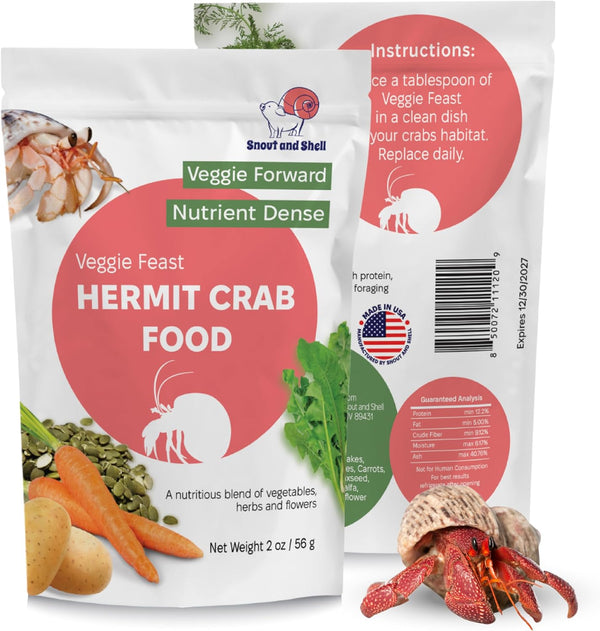 Natural Hermit Crab Food – High-Protein Hermit Food with Real Fruit and Sprouted Grains – 65 G (2.3 Oz) Crab Food for Pet Hermit Crabs by Snout and Shell10