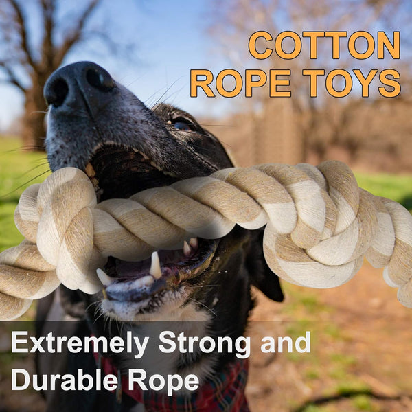 Fida Dog Rope Toys for Large/Medium Aggressive Chewers, Tough Cotton Chew Toy, 3 Feet 5 Knots Indestructible, Tug of War Dog Pull Rope Teeth Cleaning2