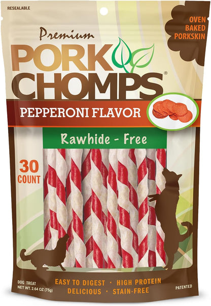 Pork Chomps Roasted Pork Skin Dog Chews, 5 Inch Mini Twists, 20 Count - Long-Lasting Treats for Dogs - High Protein, Rawhide-Free, Low Fat, Healthy & Delicious Chews11