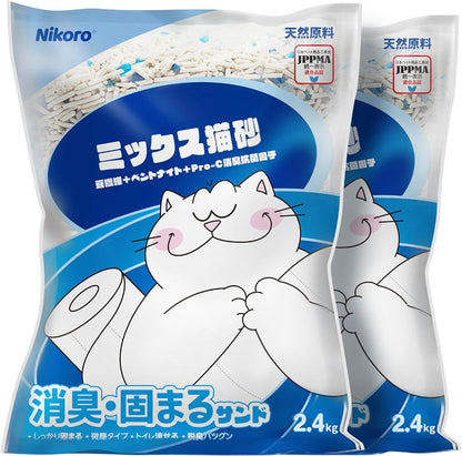 NIKORO Tofu Cat Litter,Strong Clumping Cat Litters,Odor Control and Unscented Ultra Absorbent Water Flushable Tofu Cat Litter,Dust Free Scent Free,21 Lbs(5.29 Lbs×4Bags)10