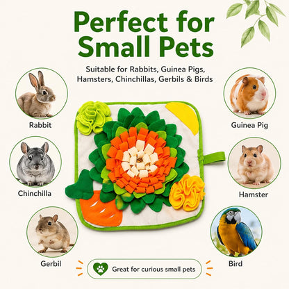 Rabbit Foraging Mat Interactive Bunny Snuffle Mat for Small Animals | Puzzle Toy Indoor Enrichment Feeding Mat 11.8" Treat Dispenser for Bunny Guinea Pigs, Ferrets, Chinchillas, Hamste, Puppies6
