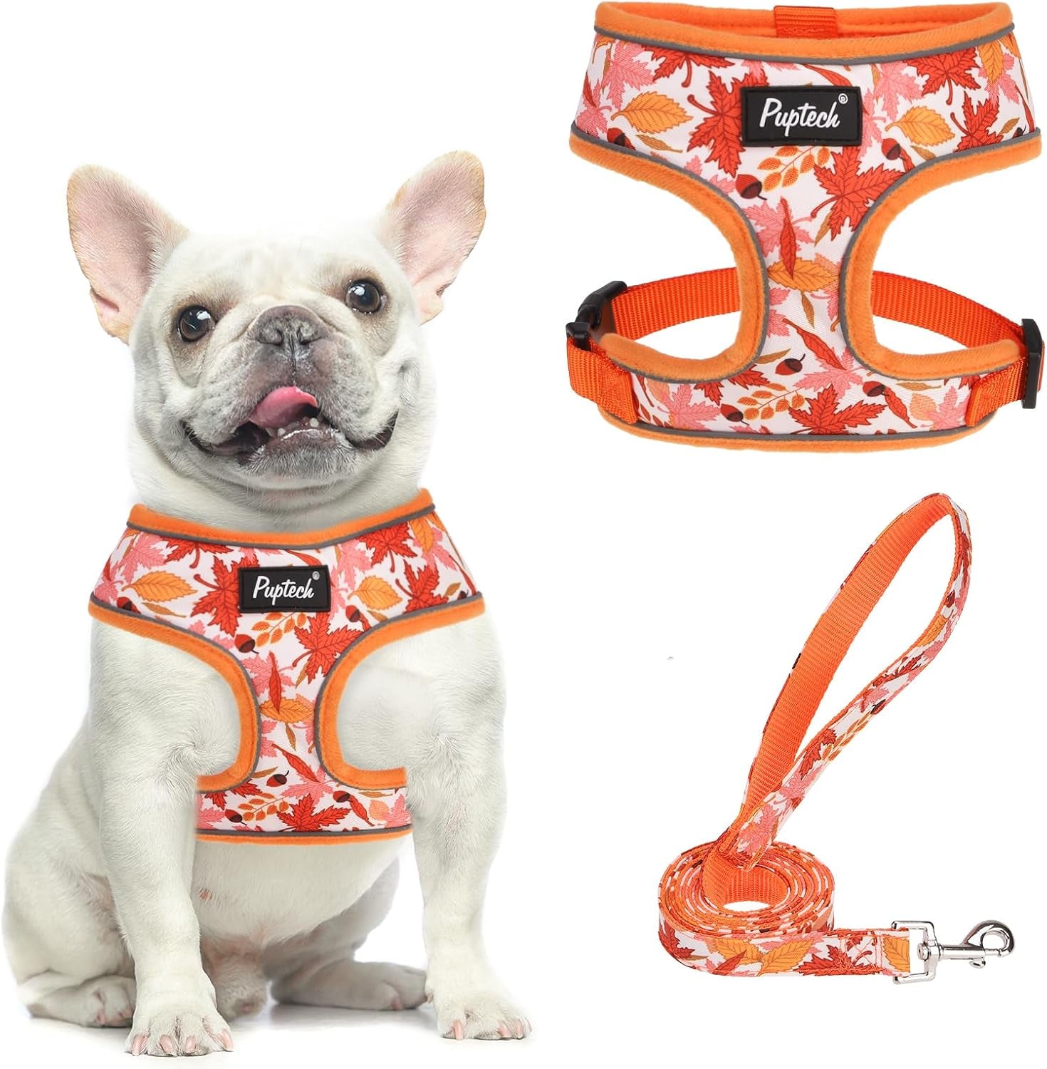 pupteck-soft-mesh-dog-harness-small-sized-and-leash-set-pet-puppy-cat-comfort-padded-vest-no-pull-harnesses-beige-s