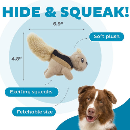 Outward Hound Squeakin’ Squirrels – 3‑Pack Plush Squeaky Dog Toys for Puppies, Small Dogs & Hide-A-Squirrel Replacements3