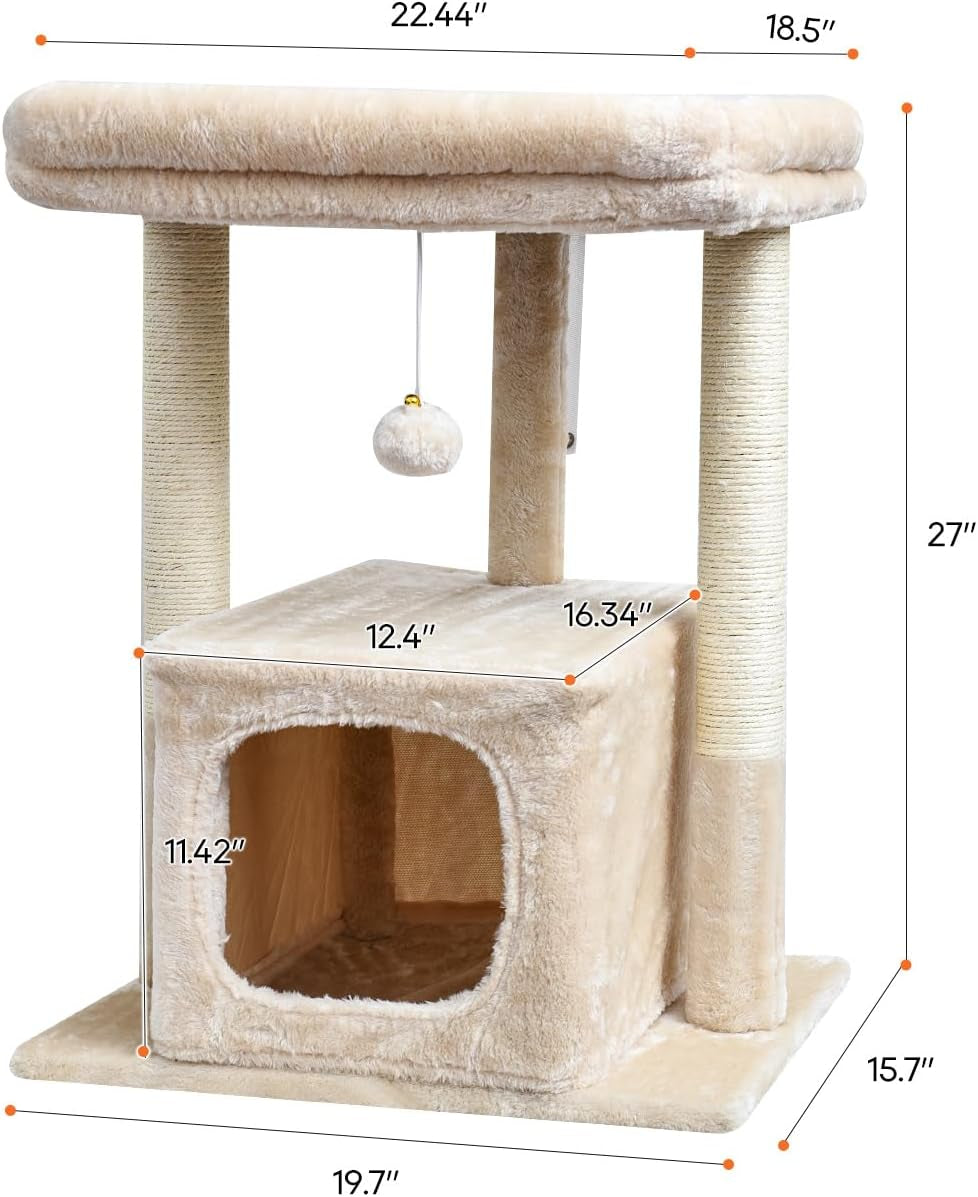 syandlvy-27-cat-tree-for-indoor-cats-activity-tower-with-scratching-posts-modern-kitten-condo-with-plush-perch-hanging-ball-for-play-beige