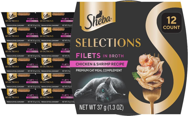 Sheba Selections Wet Cat Food Complement, Chicken & Tuna, 1.3 Oz, 12 Ct | Grain-Free, Real Chicken #1 Ingredient, No Artificial Flavors, Peel & Serve, Food Topper or Treat, 1.3 Oz. Cups, Adult Food11