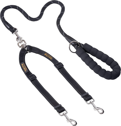 Mighty Paw Double Dog Leash, No Tangle Adjustable Split Lead for Two Dogs | Fits 0-100 Lb, 16-24 in Range, Reflective Stitching, Waterproof, Neoprene Padded Handle10