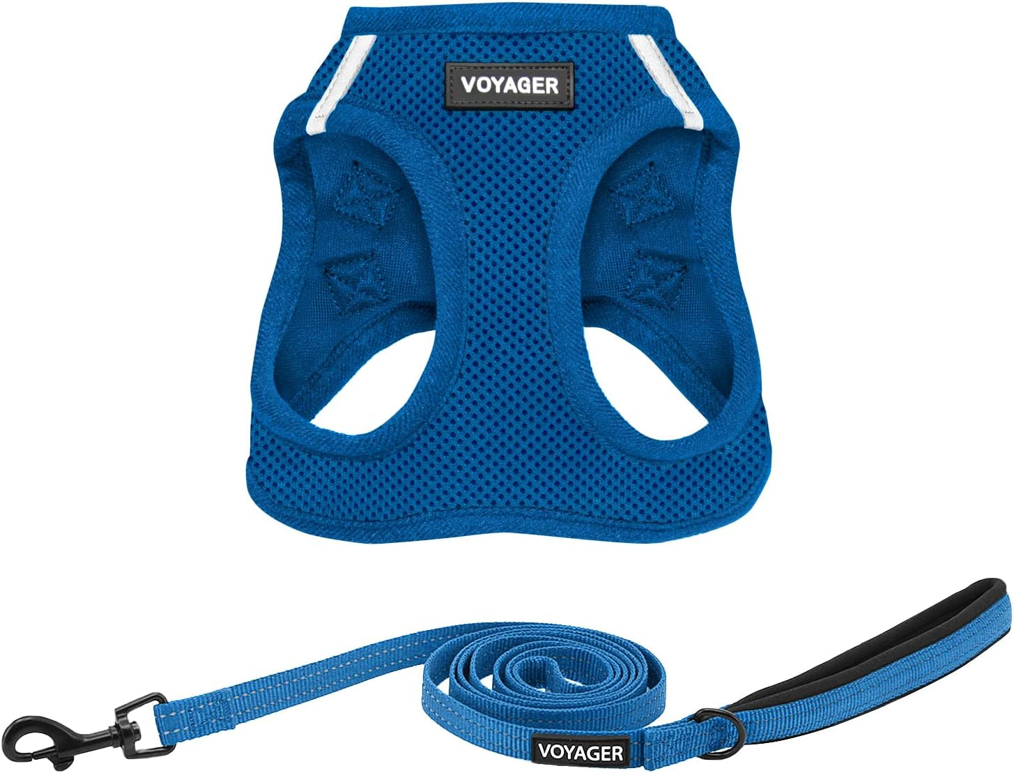 best-pet-supplies-voyager-step-in-air-all-weather-mesh-harness-and-reflective-dog-5ft-leash-combo-with-neoprene-handle-for-small-medium-and-large-breed-puppies-baby-blue-small
