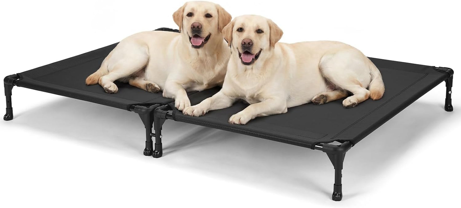 veehoo-cooling-elevated-dog-bed-raised-dog-bed-for-two-dogs-indoor-outdoor-pet-cot-with-breathable-teslin-mesh-anti-slip-rubber-feet-durable-double-dog-bed-for-multi-pet-homes-35-x-25-black