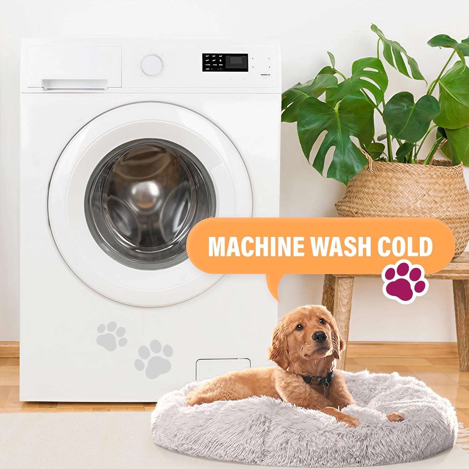 active-pets-premium-medium-donut-dog-bed-fits-up-to-45-lbs-machine-washable-cushion-plush-long-pile-faux-fur-fabric-portable-beige-pet-bed-furniture-for-puppies-adult-canines-cats