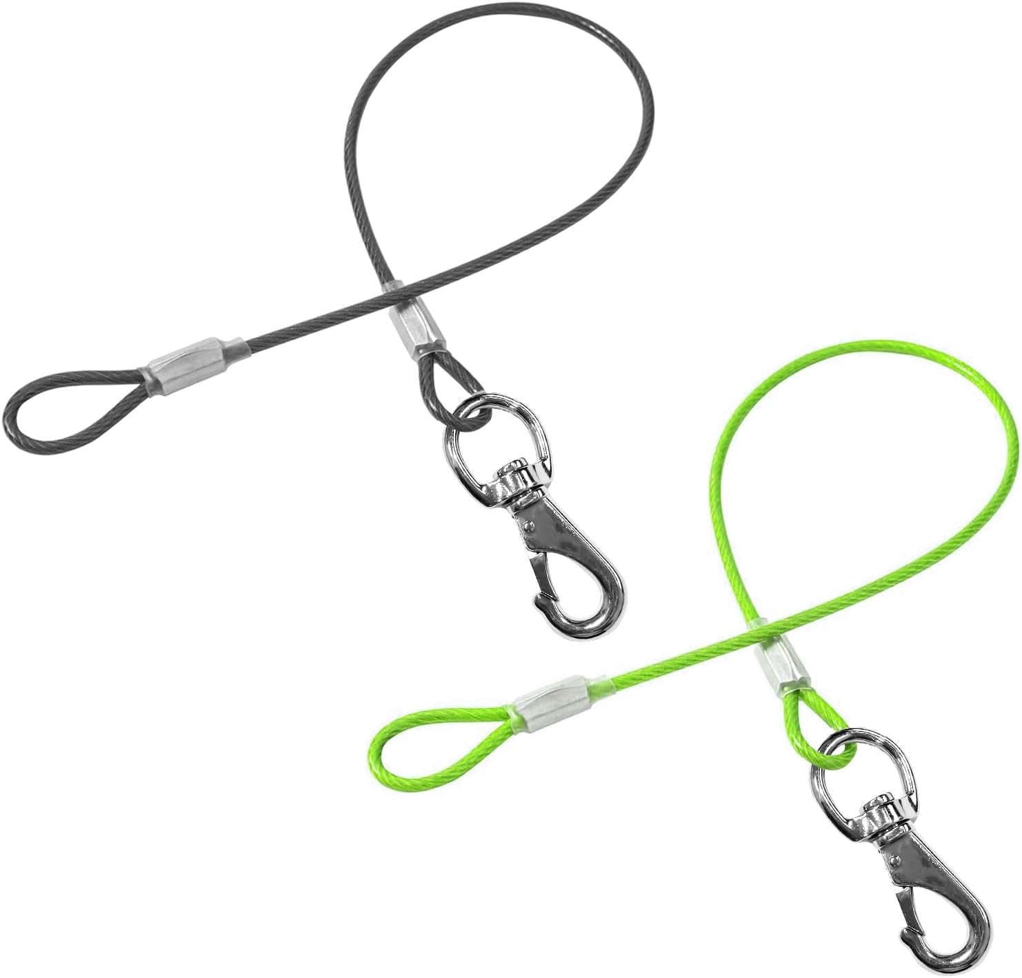 chew-proof-dog-leash-2pack-metal-cable-lead-no-tangle-multiple-dog-leashes-for-small-and-medium-dogs-heavy-duty-leash-extender-for-collars-harnesses2-pack-black-20in-50cm