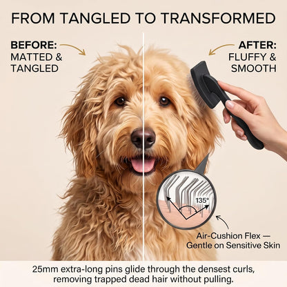 Wooden Long Pin Slicker Brush for Dogs, Doodles, Poodles, Long Hair | Grooming, Detangling, and Fluffing for Wavy and Curly Hair—Designed for Heavy, Thick Coats to Prevent Matting at Home4