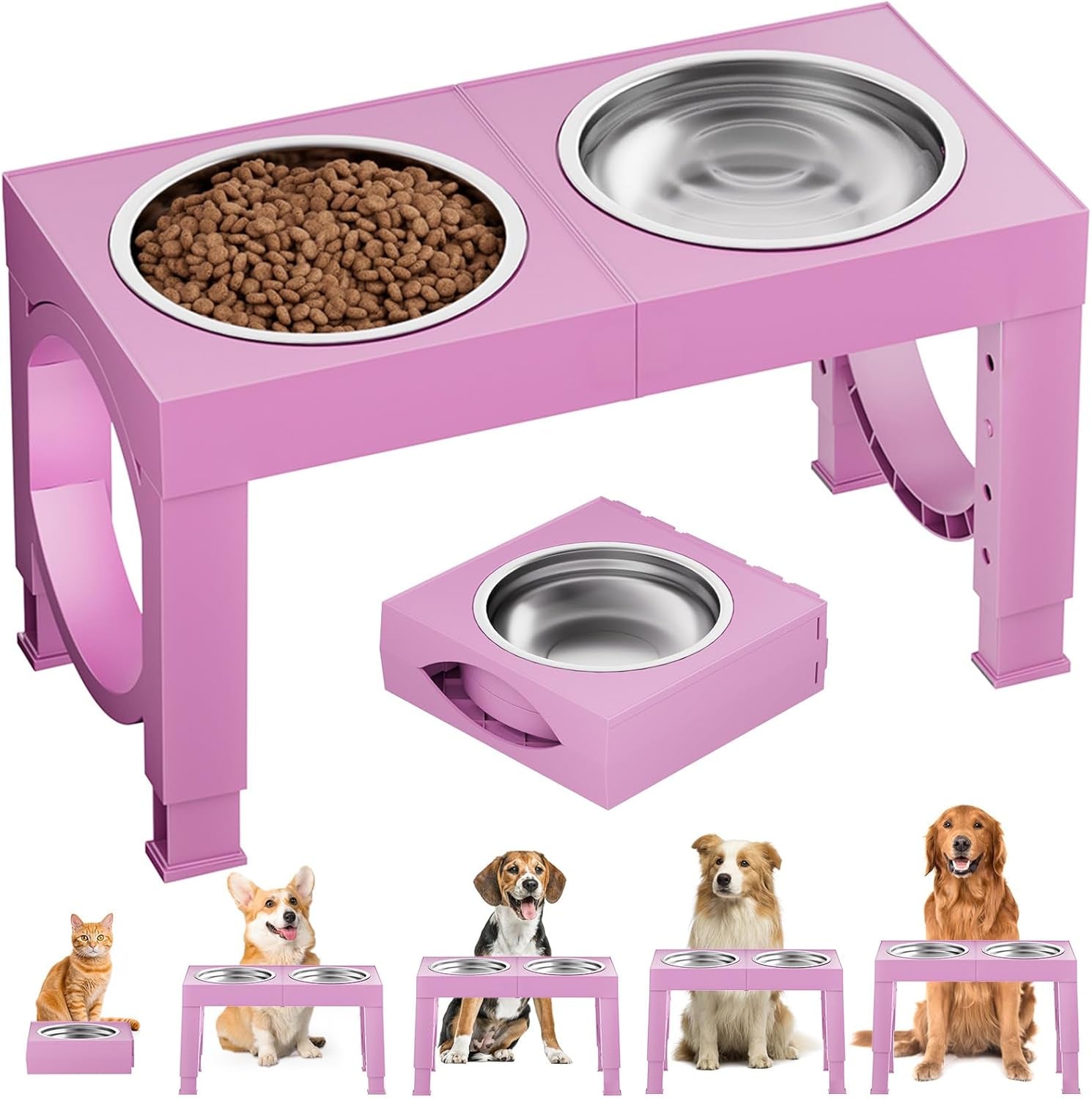 xiaz-elevated-dog-bowls-large-breed-raised-dogs-bowl-stand-large-medium-sized-dog-stainless-steel-food-water-bowl-stands-5-heights-adjustable-9-11-12-14in-black-pet-feeder-dish-station