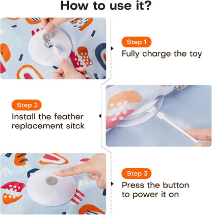 Potaroma Hide and Seek Interactive Cat Toys | Moving Concealed Wand Feather, Automatic Chargeable Indoor Kitten Exercise Kicker, Mouse Squeaky, Floral Cover6