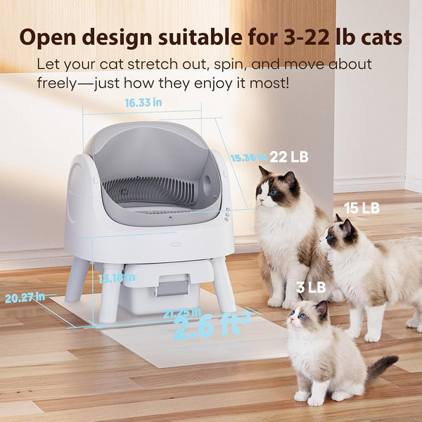 Self Cleaning Cat Litter Box, Automatic Litter Box for Multiple Cats, Integrated Safety Protection with Open-Top Design2