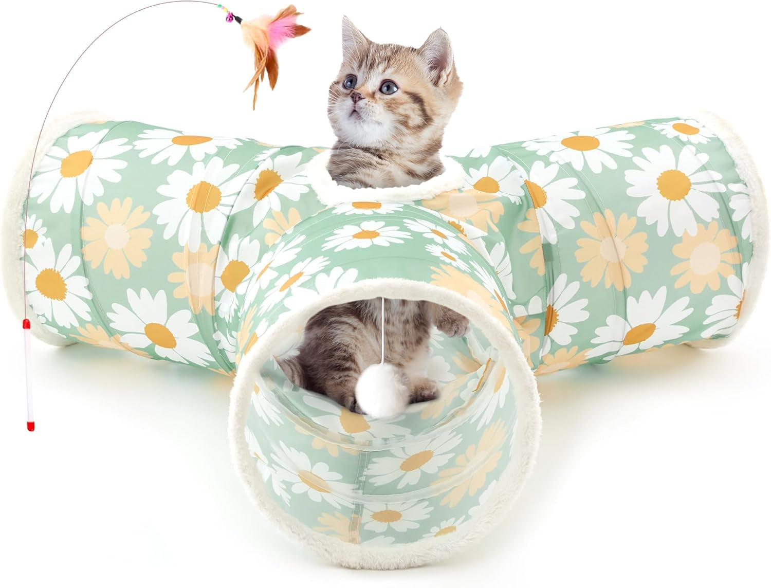 tempcore-pet-cat-tunnel-tube-toys-3-way-collapsible-tunnels-for-indoor-cats-interactive-tube-with-teaser-wand-peek-holes-hanging-ball-black-blue
