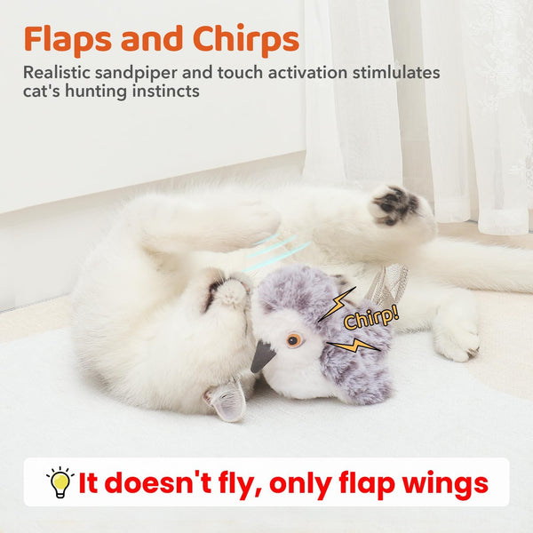 Potaroma Cat Toys Flapping Bird (No Flying), Lifelike Sandpiper Chirp Tweet, Rechargeable Touch Activated Kitten Toy Interactive Cat Exercise Toys for All Breeds Cat Kicker Catnip Toys 4.0" | Lifelike Sandpiper Chirp, Touch Activated, Rechargeable Kitten Kitty Exercise Catnip Kicker for All Breeds 4.0 Inches2