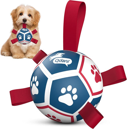 QDAN Dog Balls, 6 Inch Dog Soccer Ball with Straps, Herding Balls for Dogs | Outdoor Dog Toys Balls for 20-40 Lb Dogs, Puppy Ball to Keep Them Busy, Dog Pool Water Play Toy, Puppy Birthday Gifts11