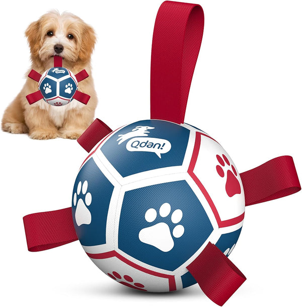 QDAN Dog Balls, 6 Inch Dog Soccer Ball with Straps, Herding Balls for Dogs | Outdoor Dog Toys Balls for 20-40 Lb Dogs, Puppy Ball to Keep Them Busy, Dog Pool Water Play Toy, Puppy Birthday Gifts11