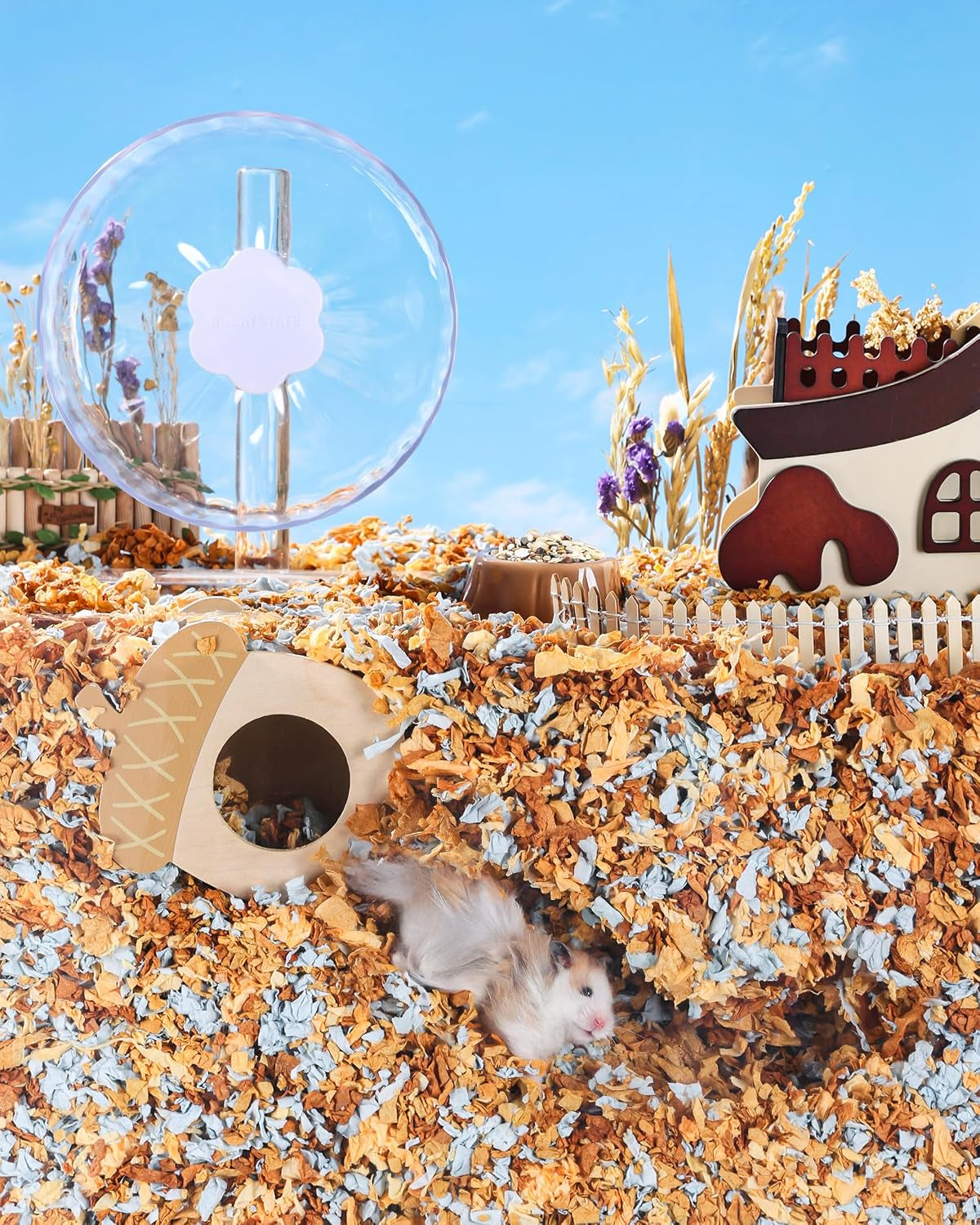 bucatstate-hamster-bedding-15l-truly-99-dust-free-small-animal-paper-bedding-odor-control-cozy-hamster-litter-for-rabbit-rat-syrian-dwarf-hamsters-gerbils-harvest-sunset
